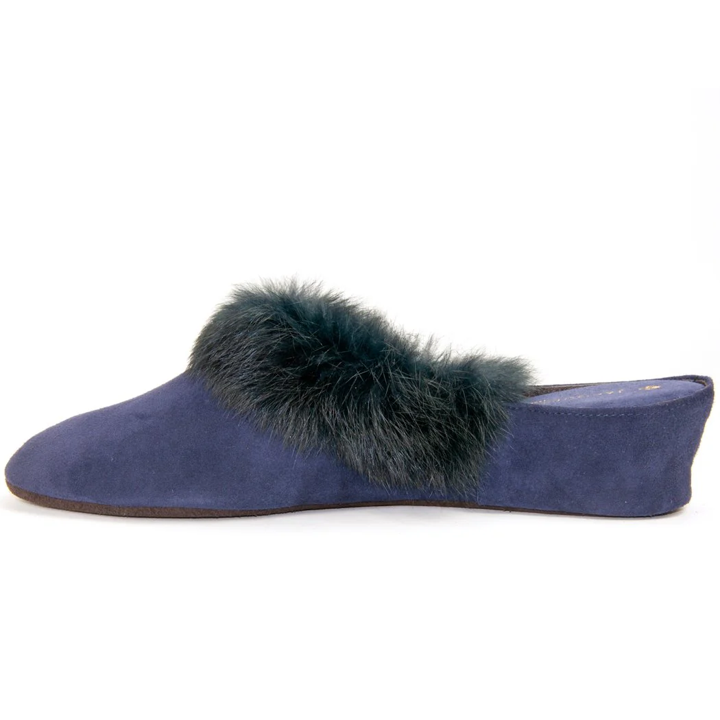 18638 Suede Fur Collar Slipper - Image 3