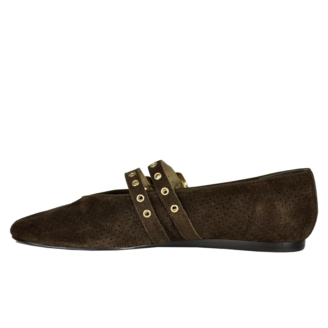 Baylee-Grommet Suede Maryjane Straps Ballet - Image 3