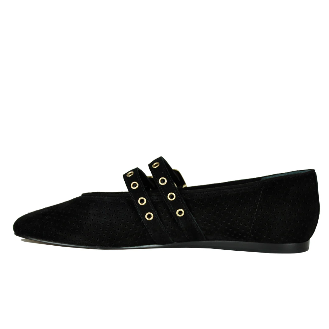 Baylee-Grommet Suede Maryjane Straps Ballet - Image 3