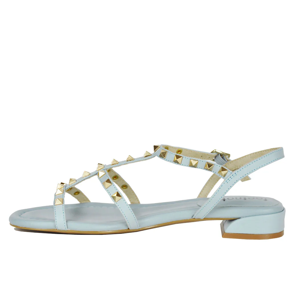 Becky Leather Studded Flat Sandal - Image 4