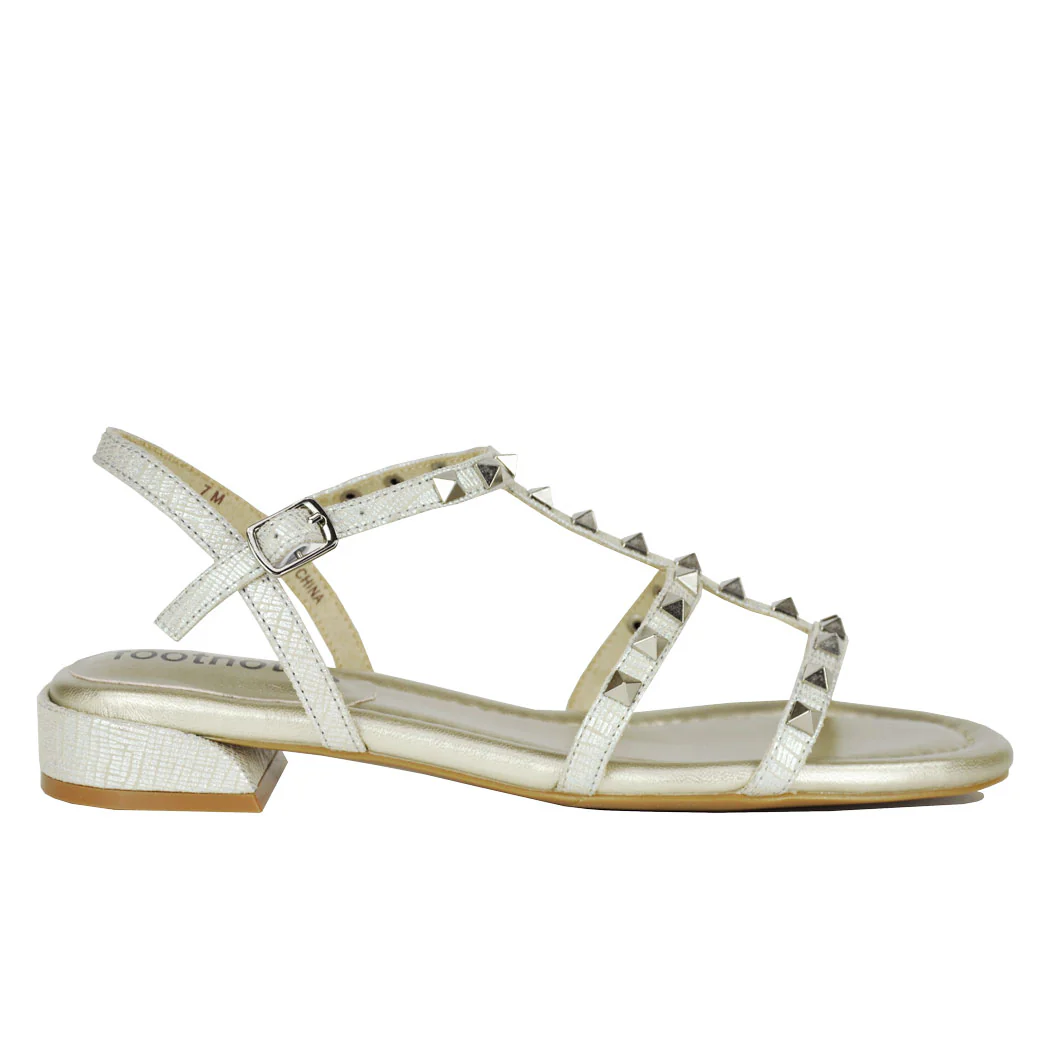 Becky Leather Studded Flat Sandal - Image 2