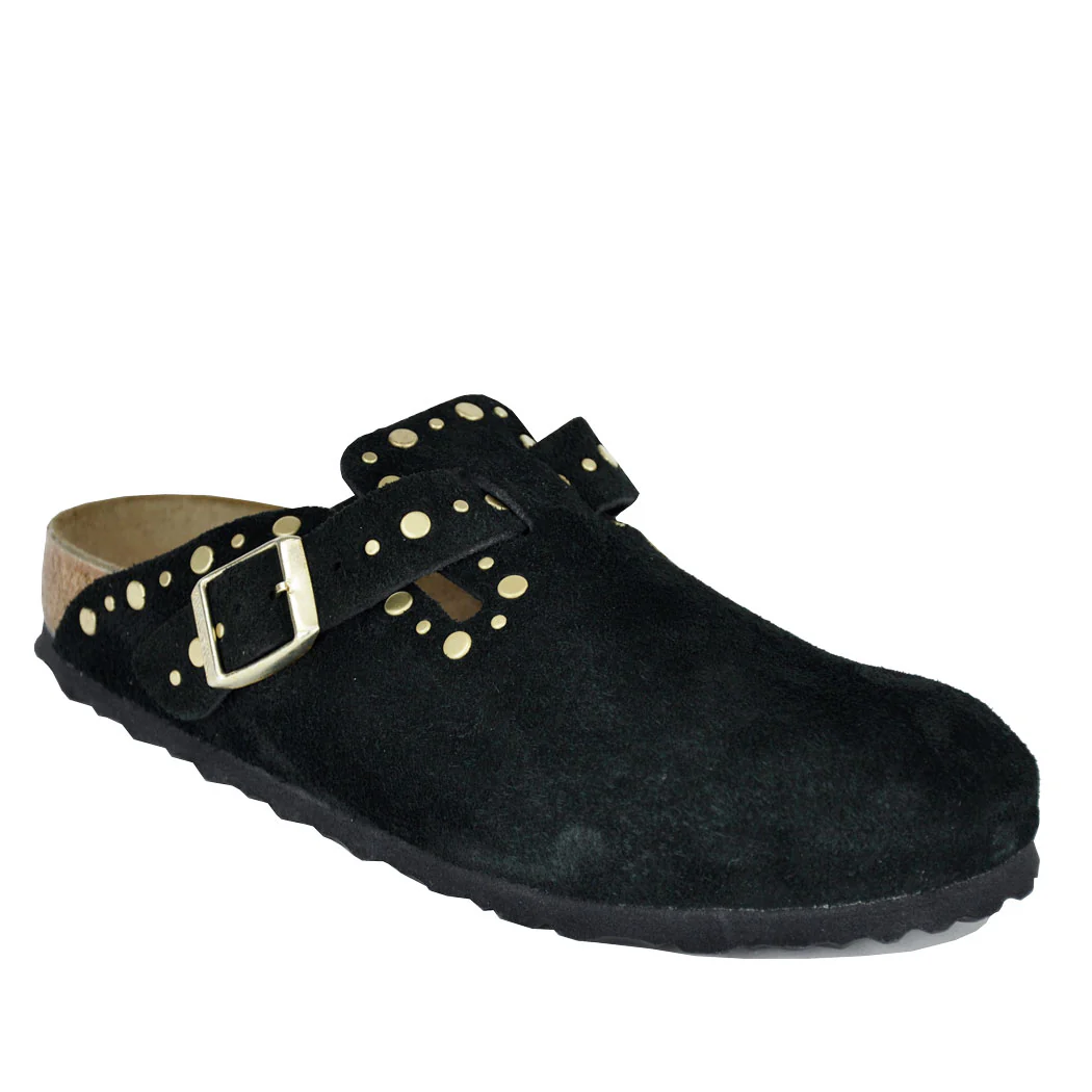 BostonRivet-N1030491 Suede Stud Closed Mule