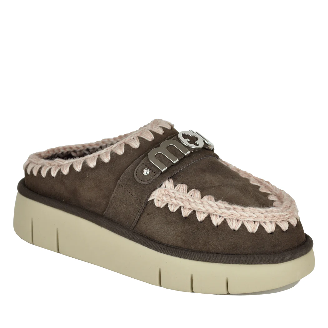 BounceClog-1001A Suede Fur Wedge Clog