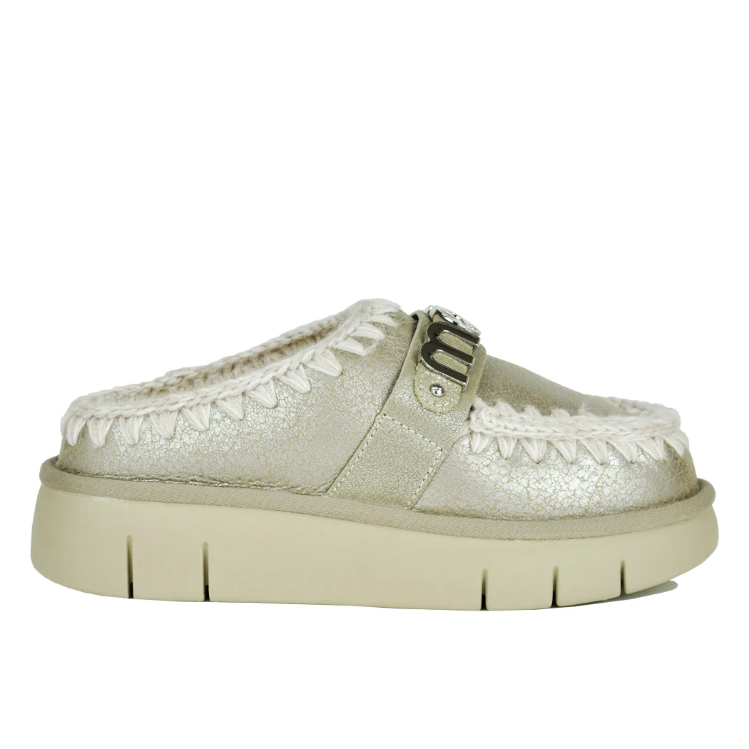 BounceClog-1001B Leather Fur Wedge Clog - Image 2