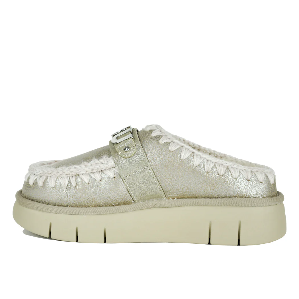 BounceClog-1001B Leather Fur Wedge Clog - Image 4