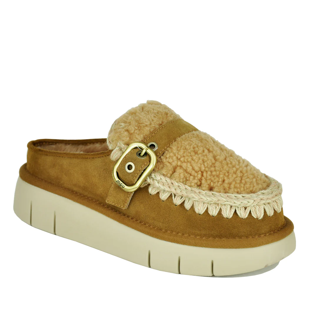 Bounce-Clog Curly Fur Wedge Clog