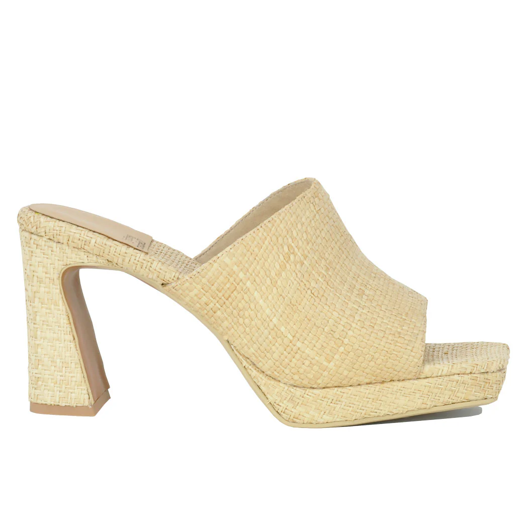 Caviar Raffia Platform Heel Slide - Image 2
