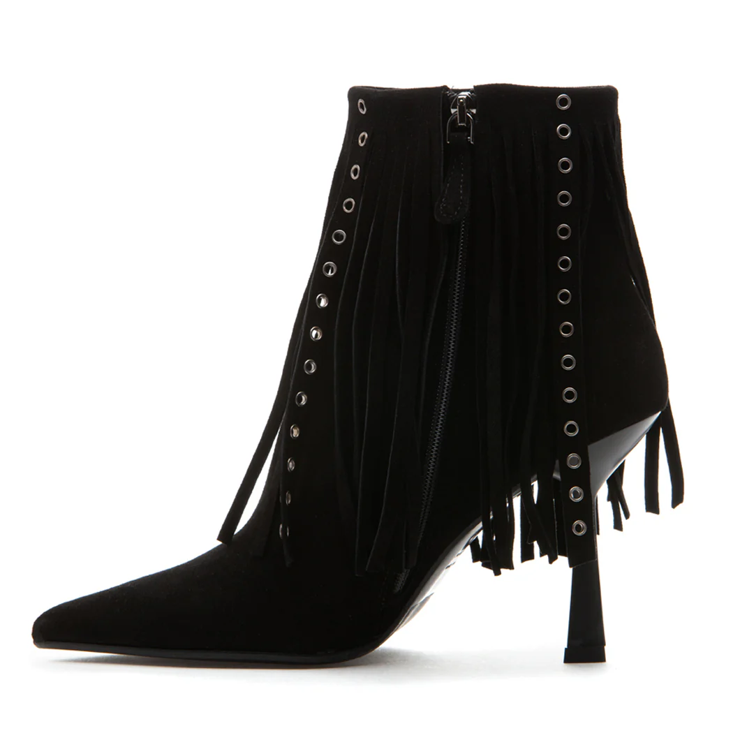 Chaddy Suede Fringe Heel Boot - Image 4