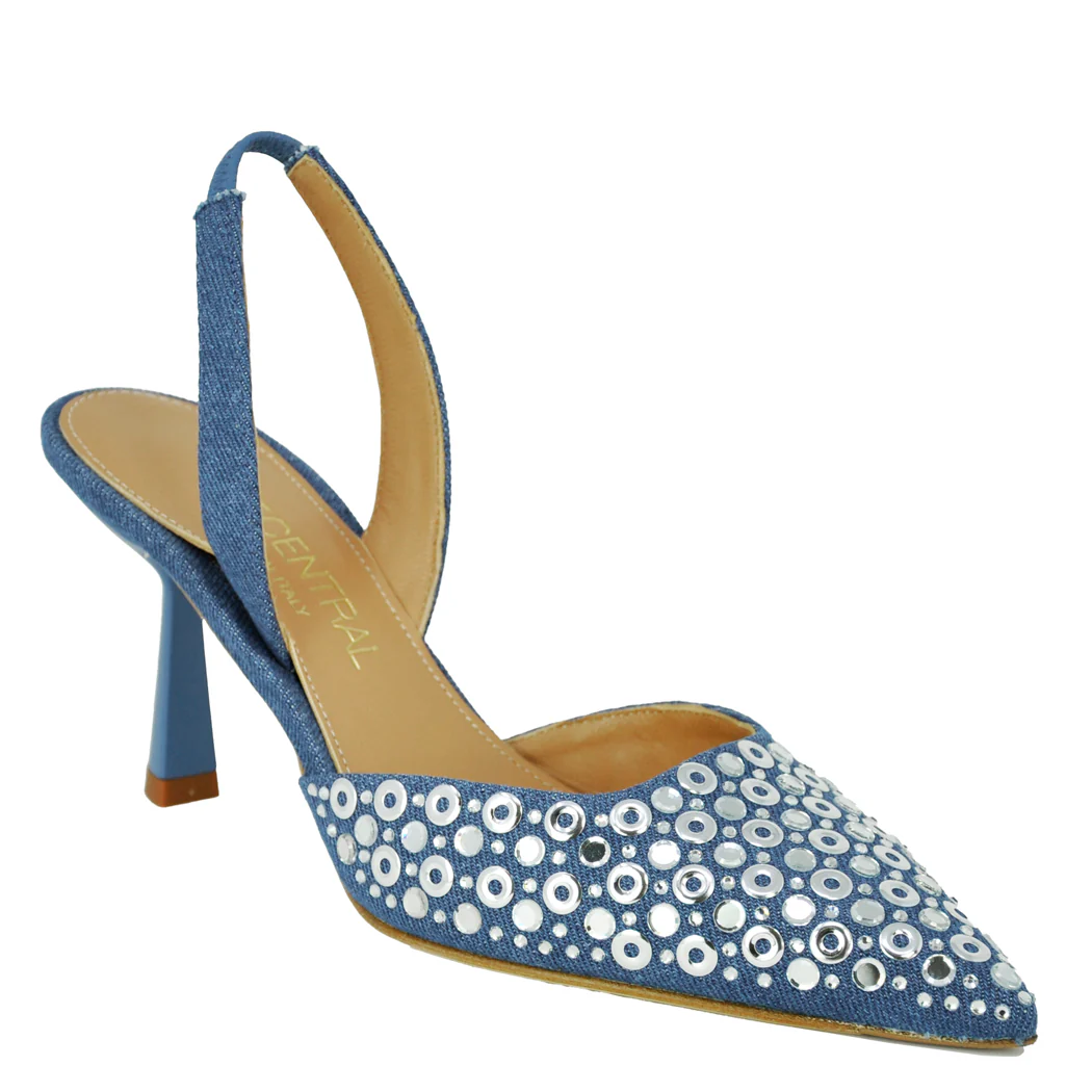 Cooper Denim Grommet Halter Heel