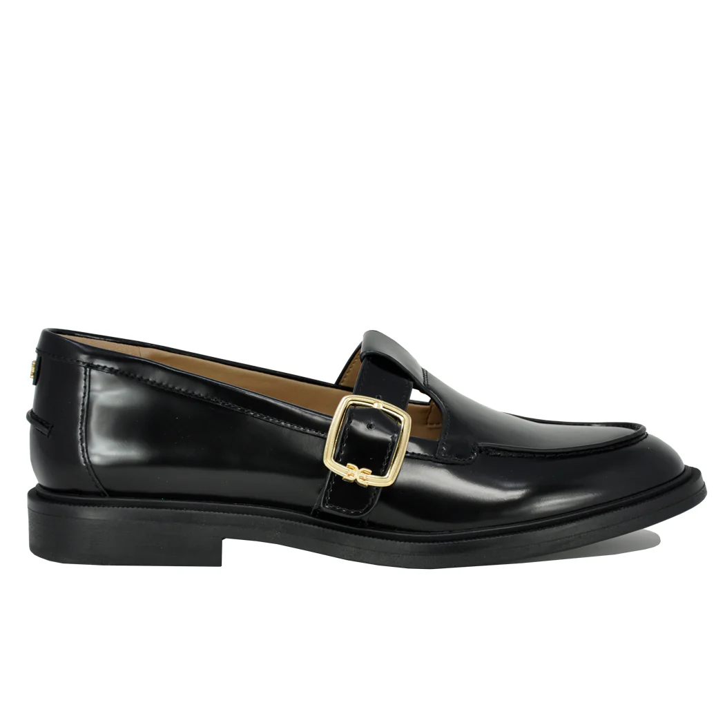 Elaina Leather Buckle Closed Flat - Image 2