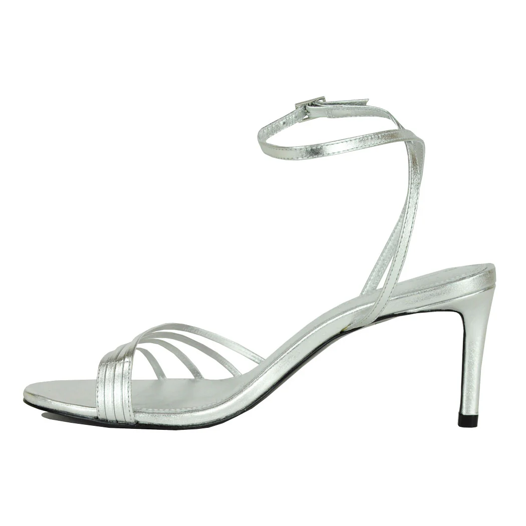Ella-70 Metallic Leather Heel Sandal - Image 4