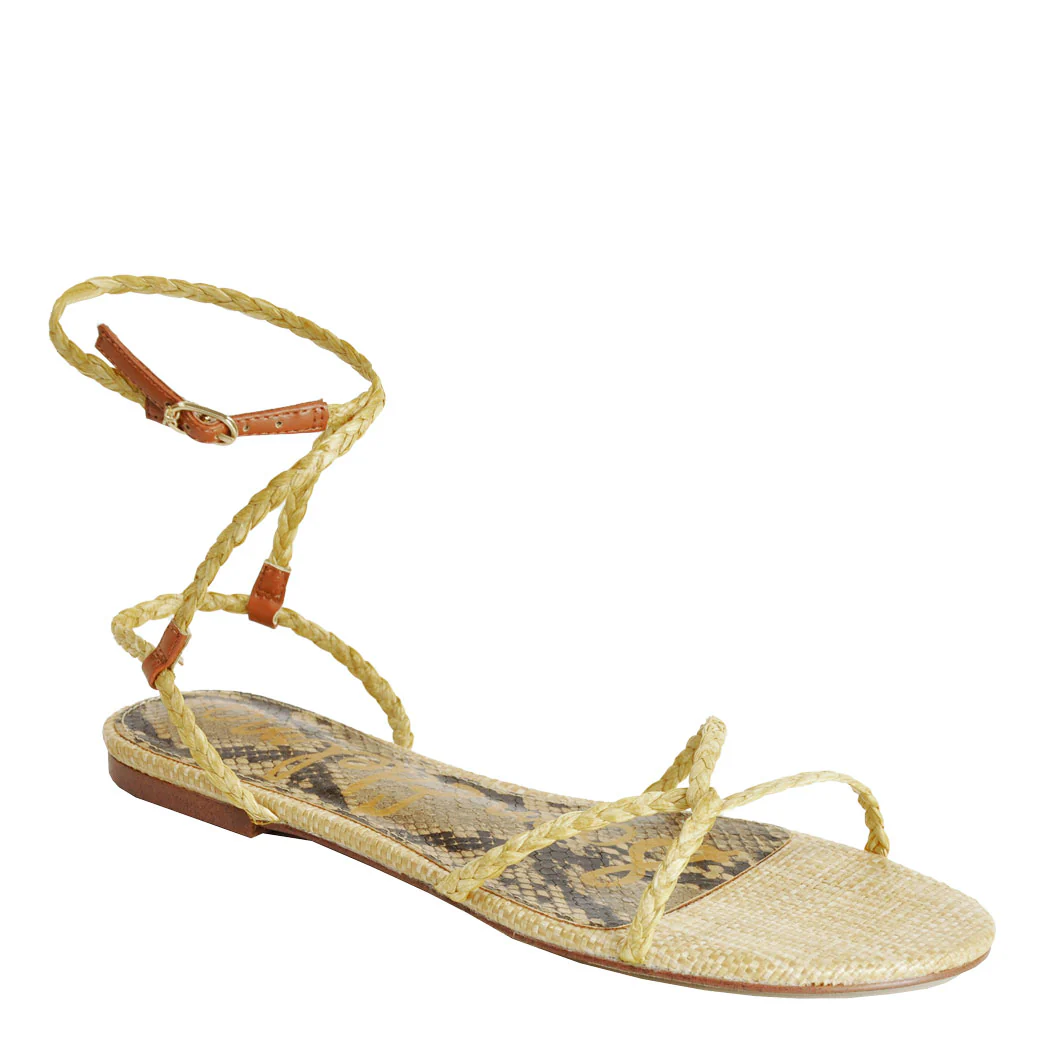 Ellina Braided Raffia Flat Sandal