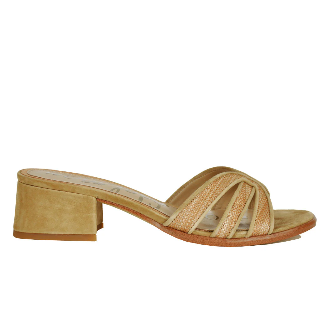Farrin Suede Raffia Heel Slide - Image 2