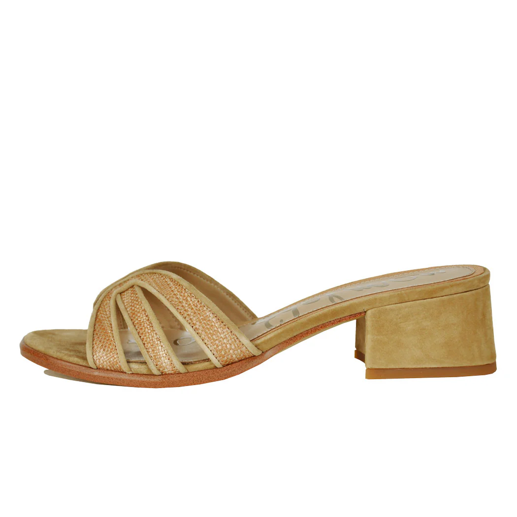 Farrin Suede Raffia Heel Slide - Image 4