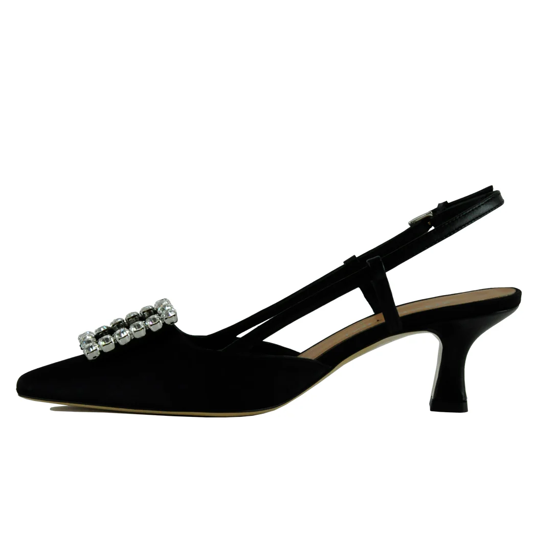 Forest Satin Heel Sling - Image 4