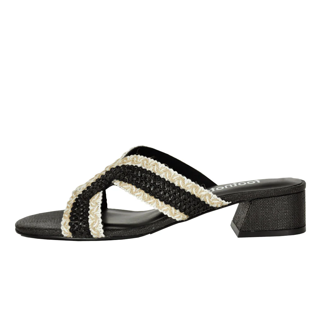 Helen Fabric Block Heel Slide - Image 4