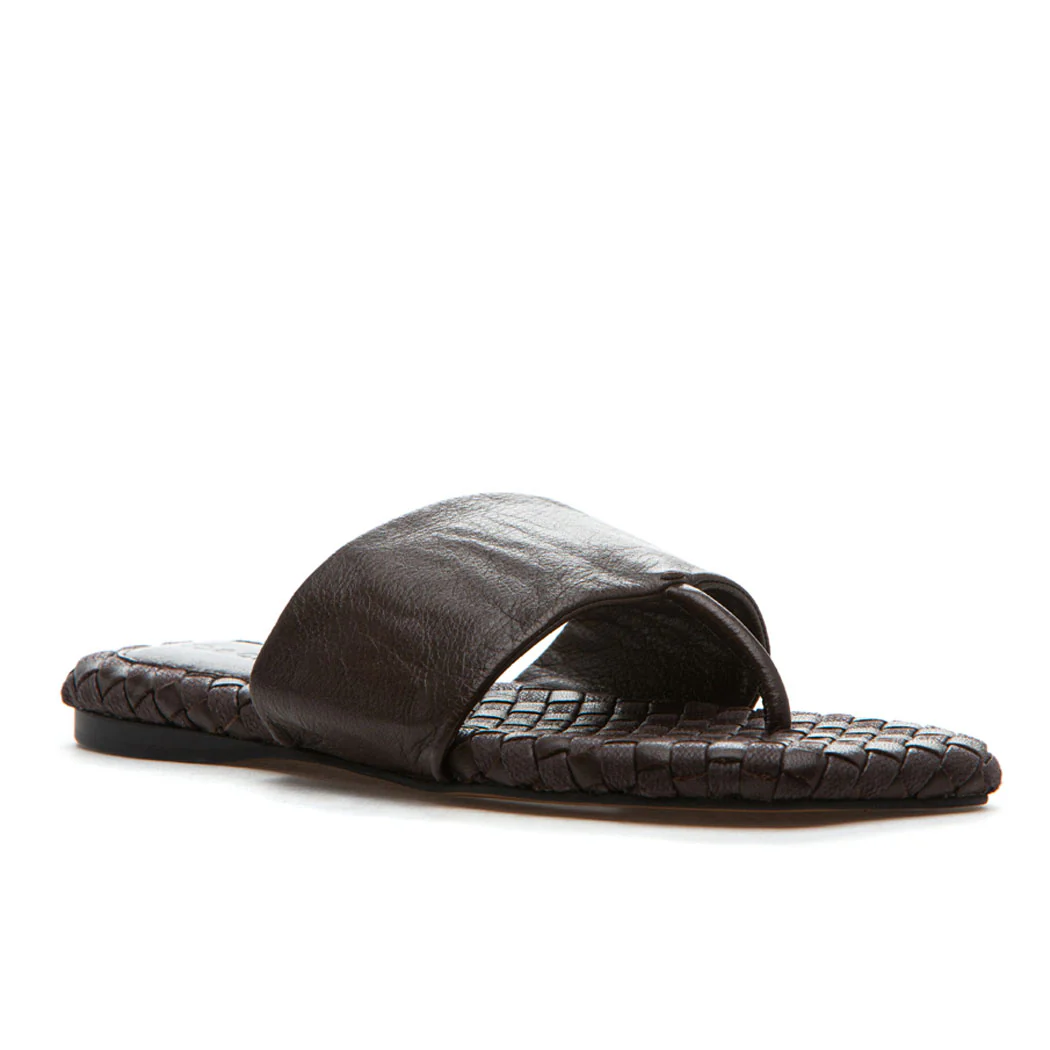 Ikenna Leather Woven Flat Thong