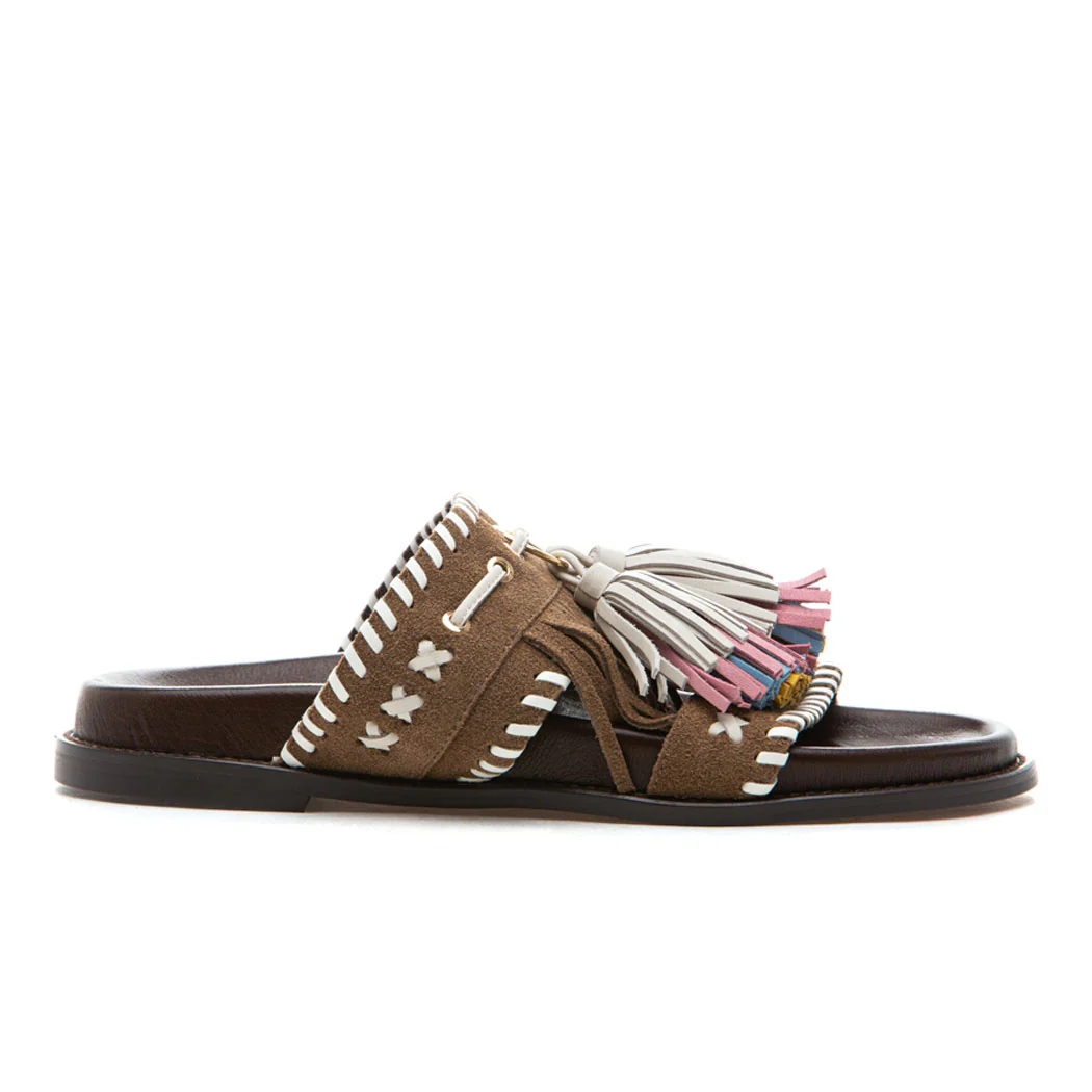 Itsy Footbed Suede Fringe Slide - Image 2