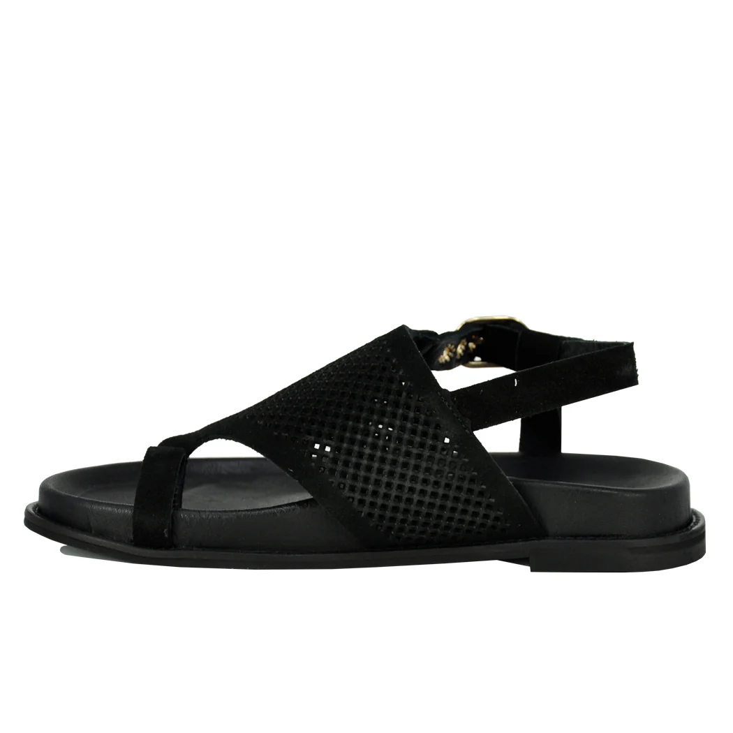 Izzy Suede Perforated Footbed Sandal - Image 4