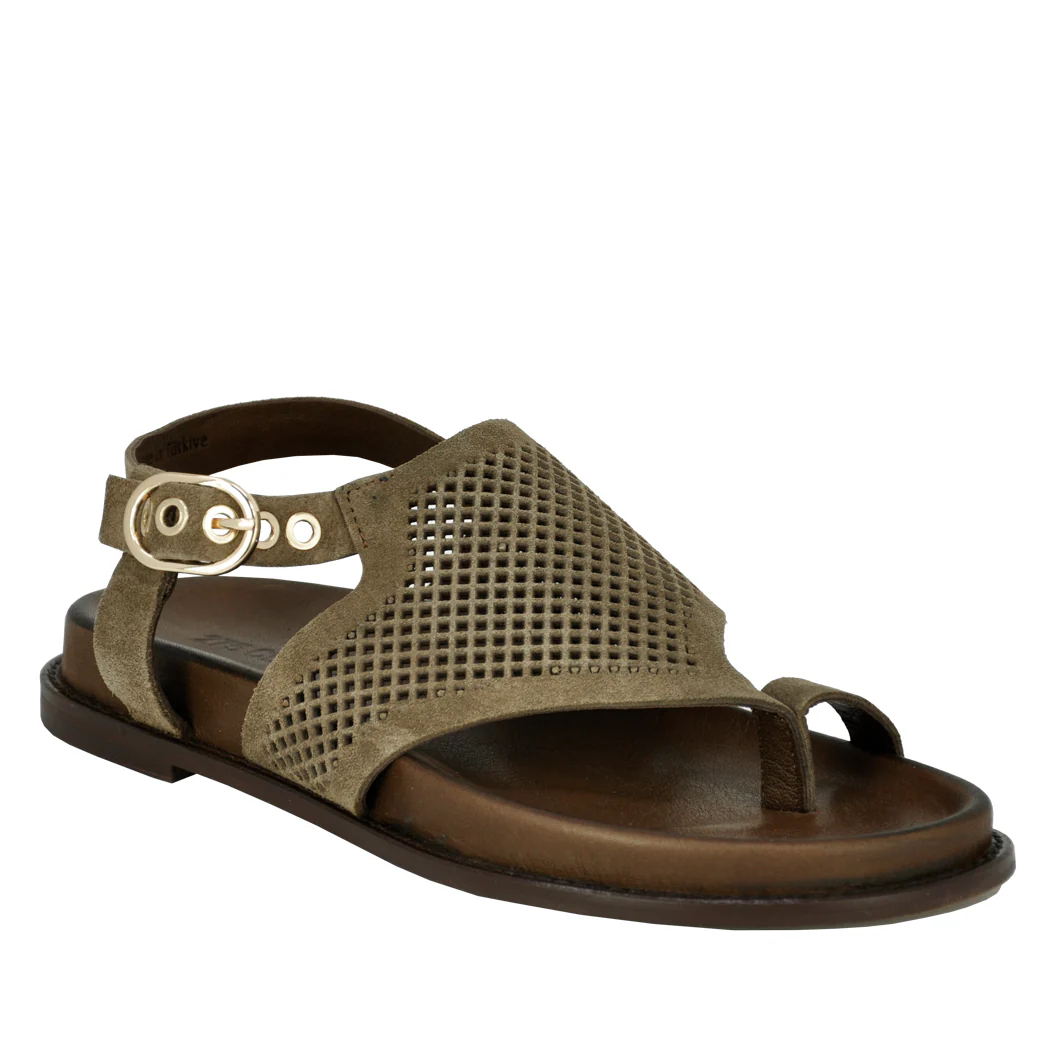 Izzy Suede Perforated Footbed Sandal