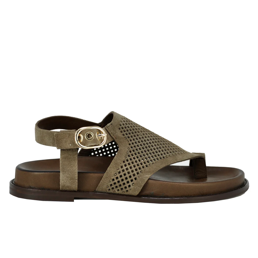 Izzy Suede Perforated Footbed Sandal - Image 2