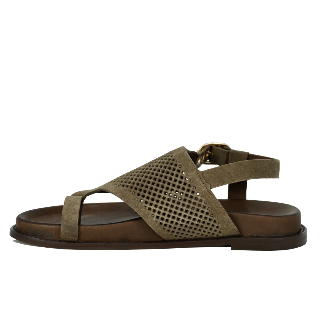 Izzy Suede Perforated Footbed Sandal - Image 4