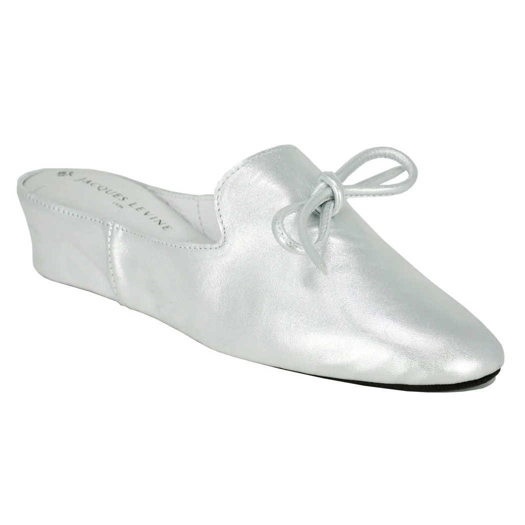 Julie Leather Bow Wedge Slipper