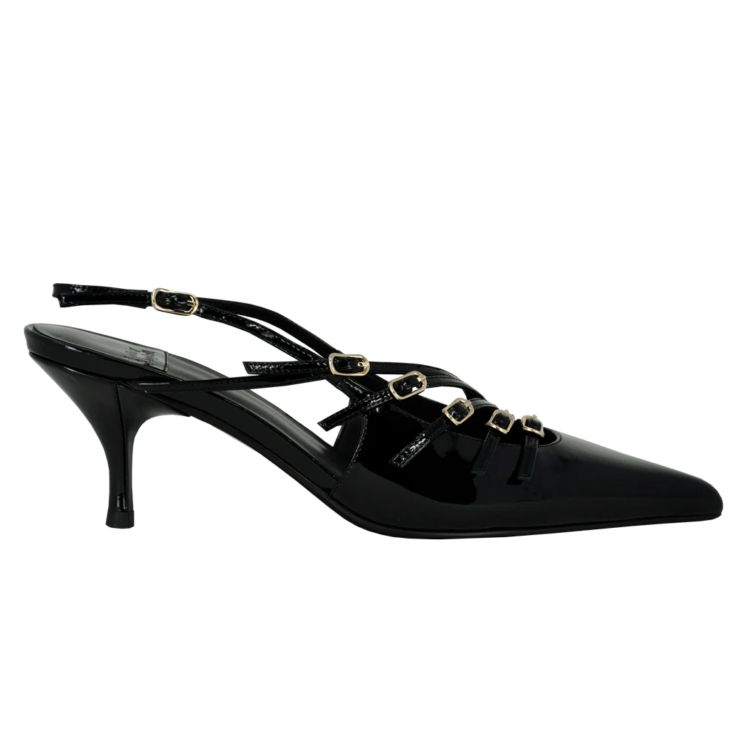 Lash-2 Patent Leather Buckle Slingback - Image 2