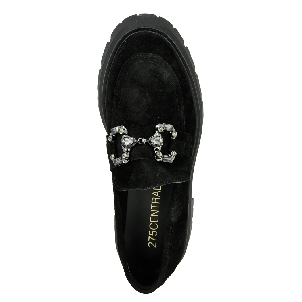 Layla Suede Crystal Lug Loafer - Image 4