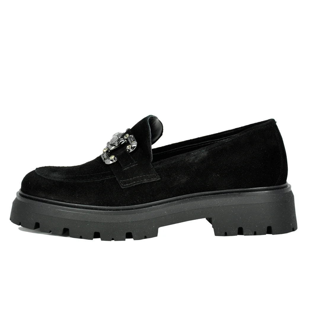 Layla Suede Crystal Lug Loafer - Image 5