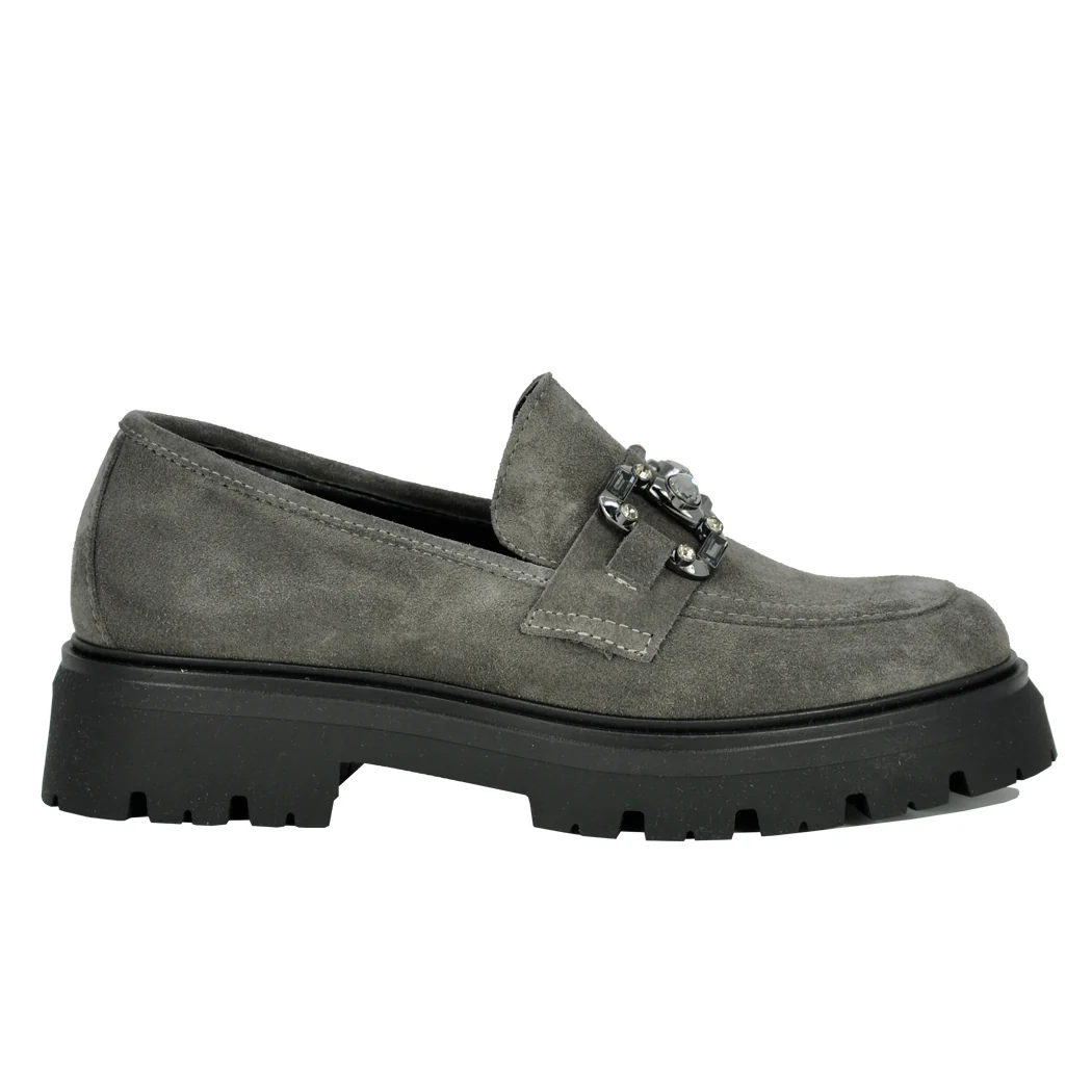Layla Suede Crystal Lug Loafer - Image 3