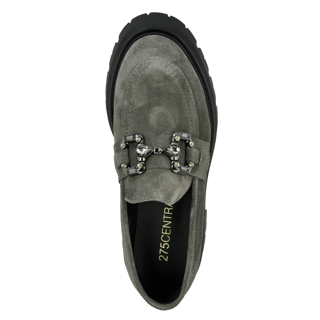 Layla Suede Crystal Lug Loafer - Image 4