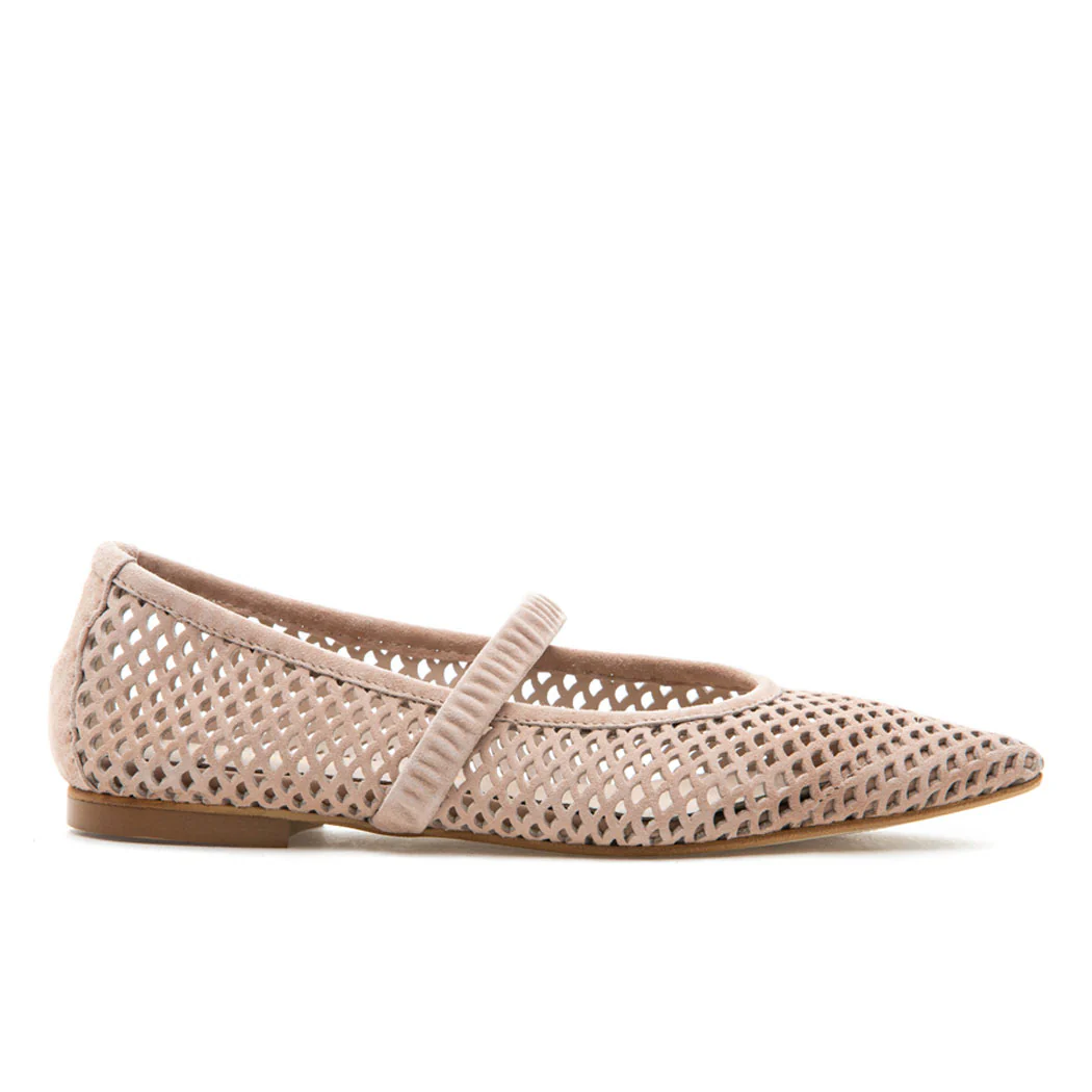Lilah Suede Perforated Pointy Flat - Image 2