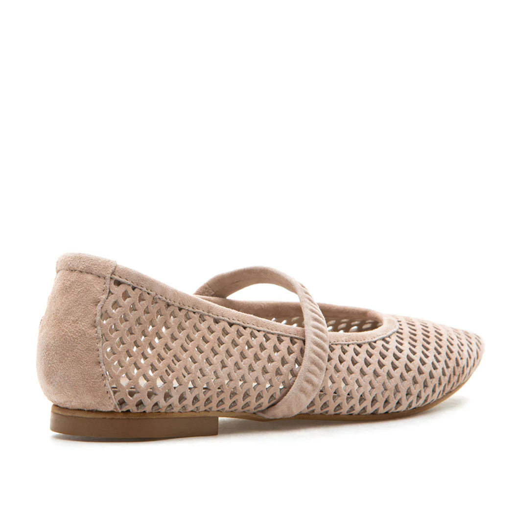 Lilah Suede Perforated Pointy Flat - Image 4