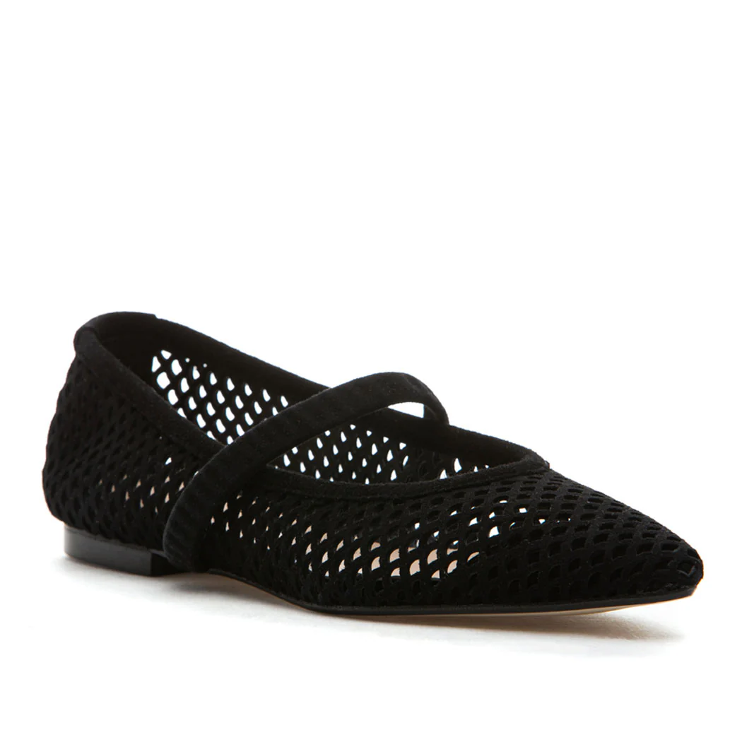 Lilah Suede Perforated Pointy Flat