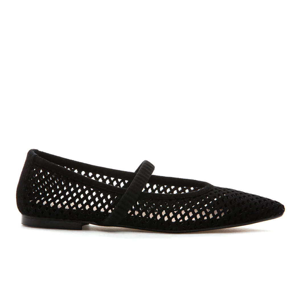 Lilah Suede Perforated Pointy Flat - Image 2