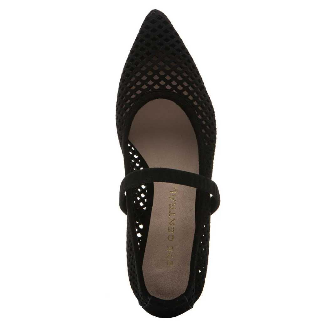 Lilah Suede Perforated Pointy Flat - Image 3