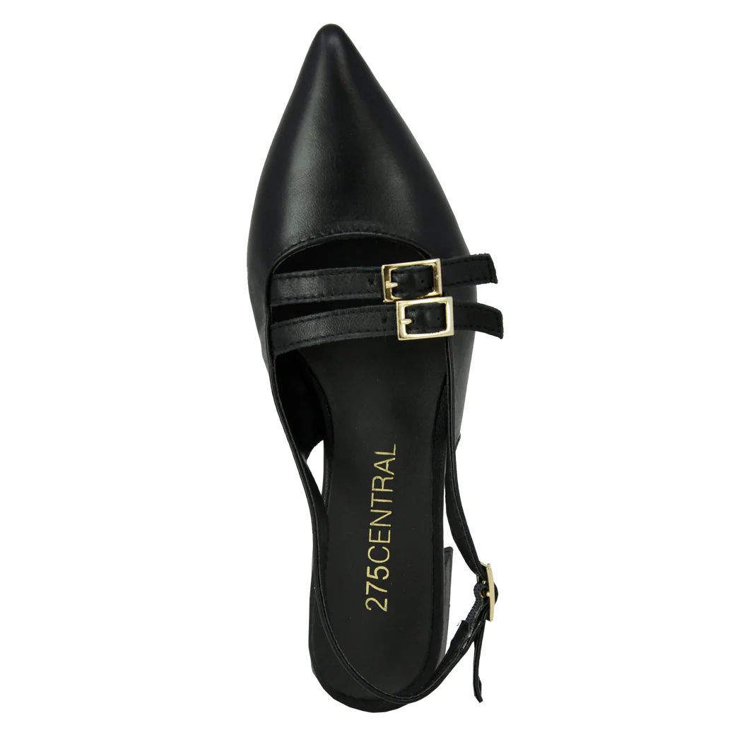 Livi Leather Buckles Flat Slingback - Image 3