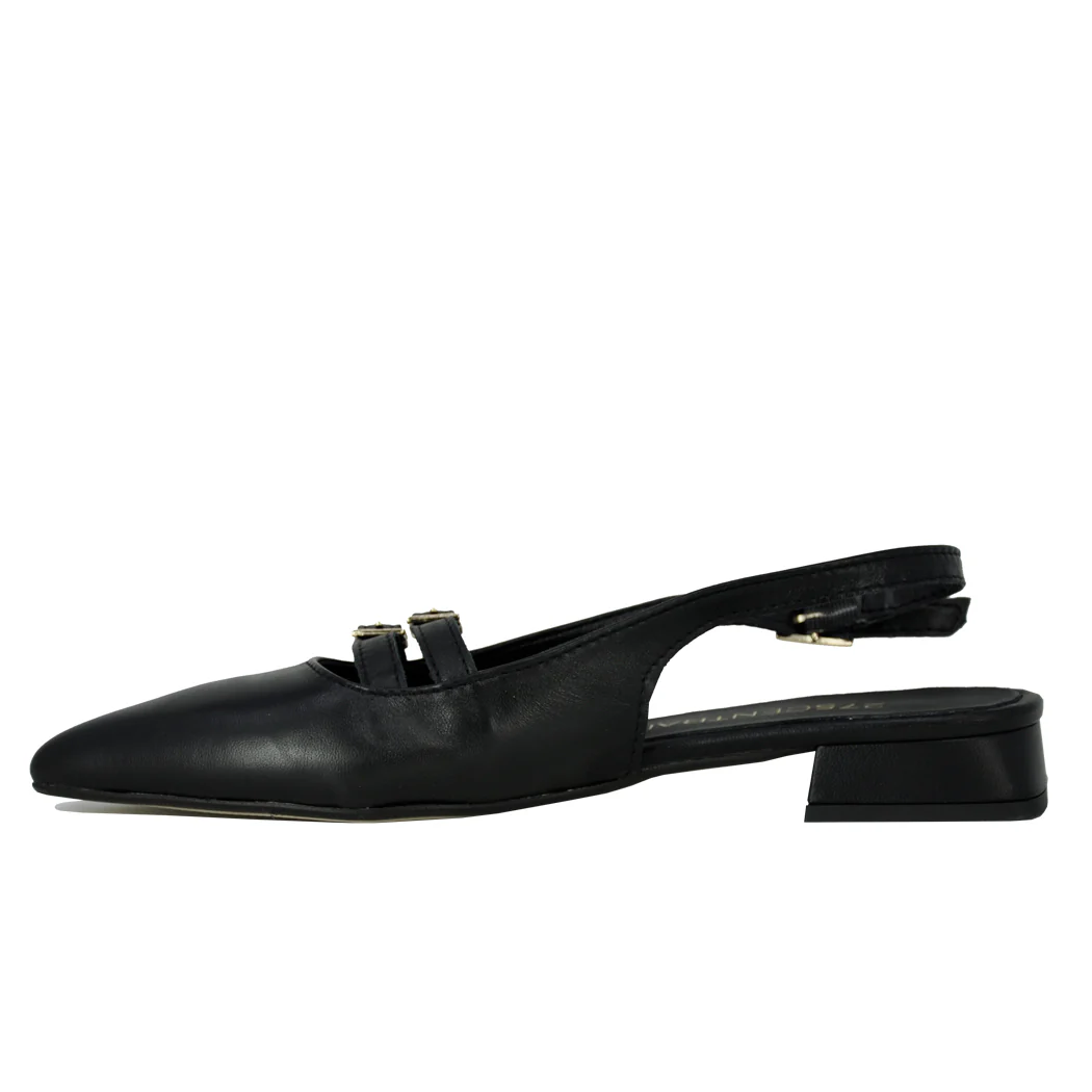 Livi Leather Buckles Flat Slingback - Image 4