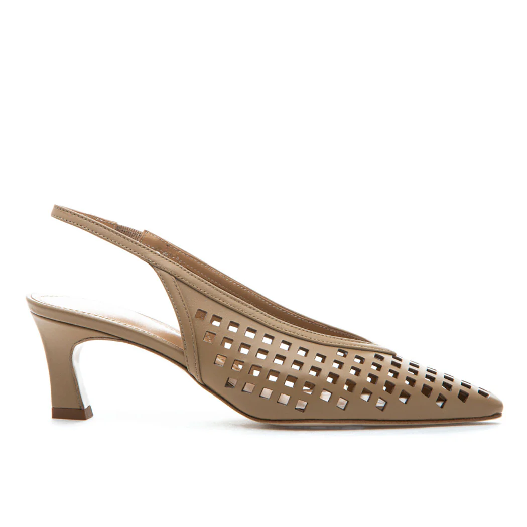Mabel Perforated Leather Heel Slingback - Image 2