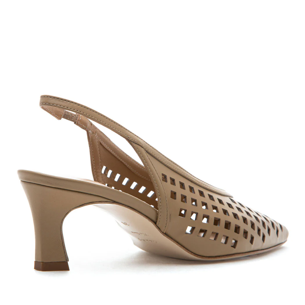 Mabel Perforated Leather Heel Slingback - Image 4