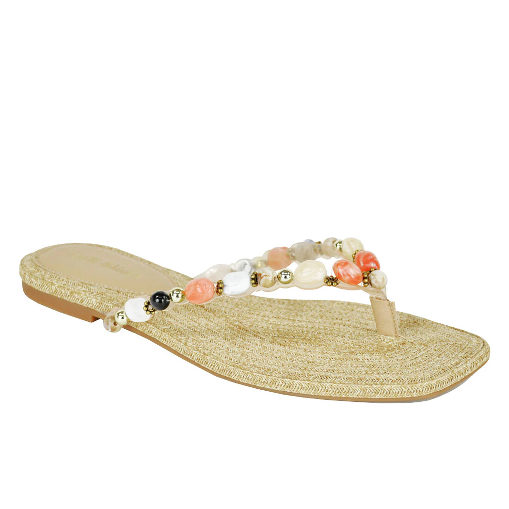Marble Multicolor Jeweled Flat Thong