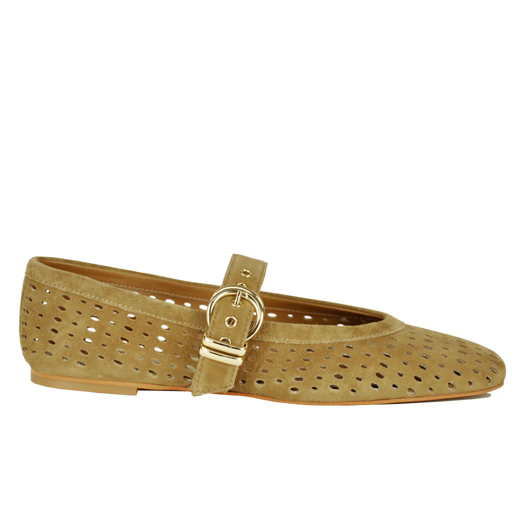 Mikel Perforated Suede Ballet Flat - Image 2