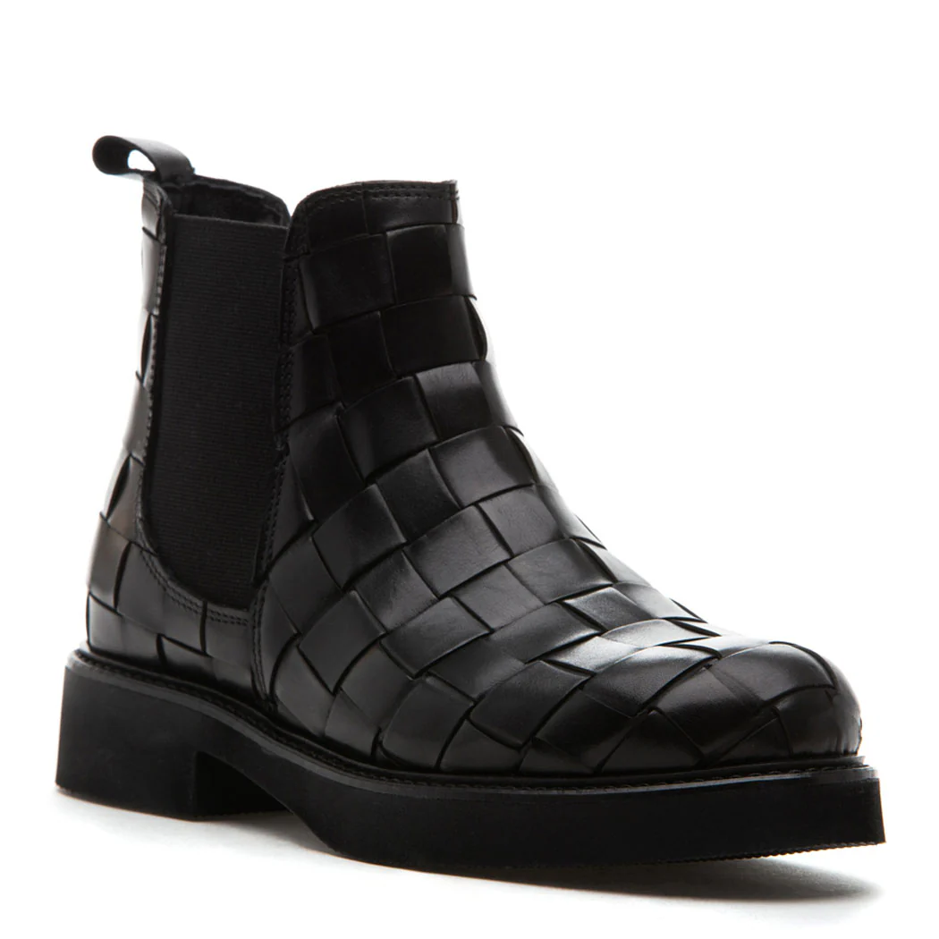 Nadia Leather Woven Platform Boot