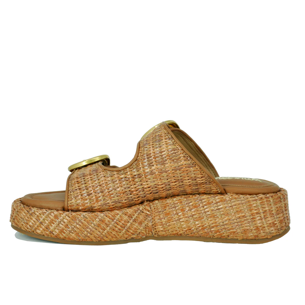 Nerissa Raffia Buckle Wedge Slide - Image 4