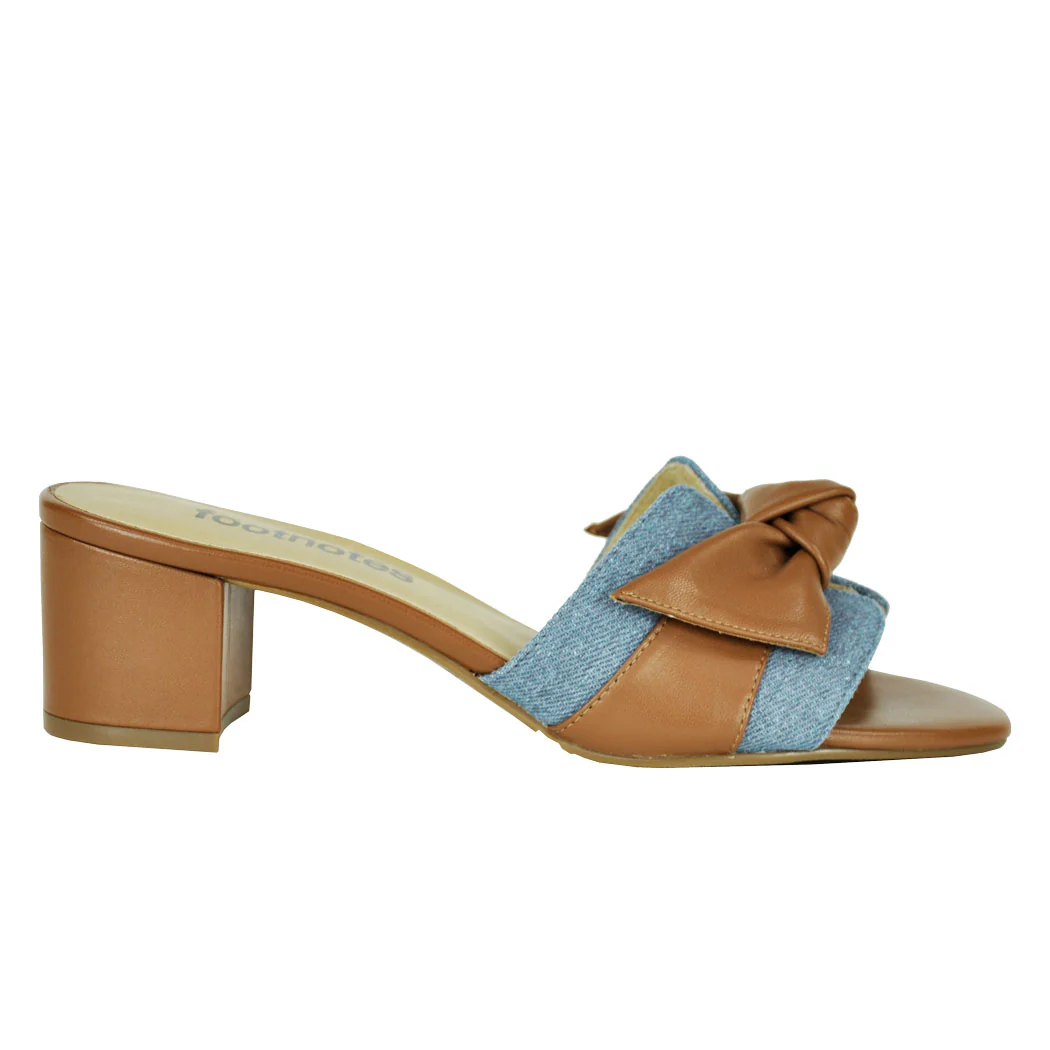 Ozane Denim Leather Bow Slide - Image 2