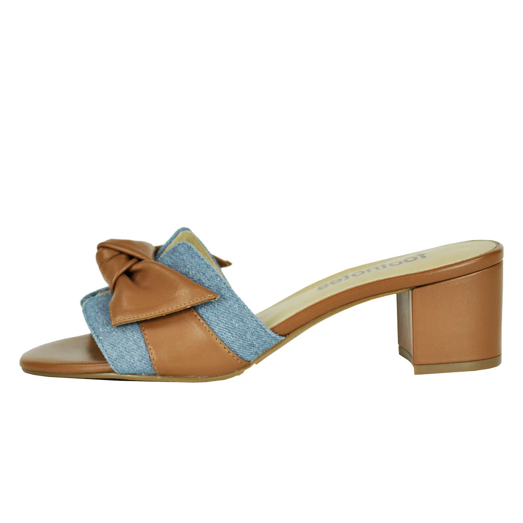 Ozane Denim Leather Bow Slide - Image 4