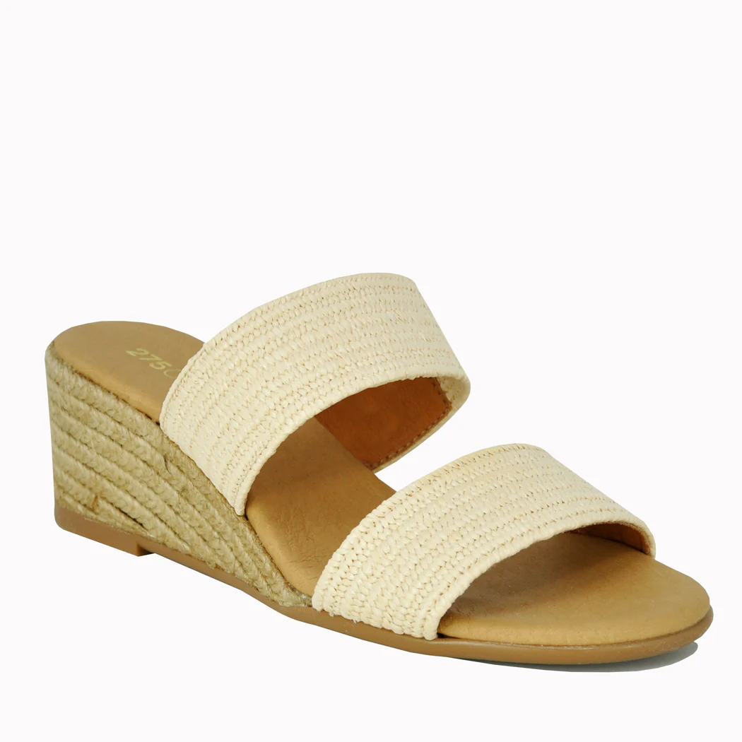 Paisley Stretch Raffia Espadrille Wedge