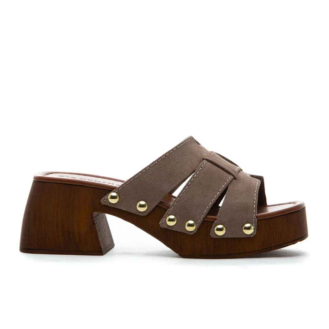 Penelope Suede Wood Heel Slide - Image 2