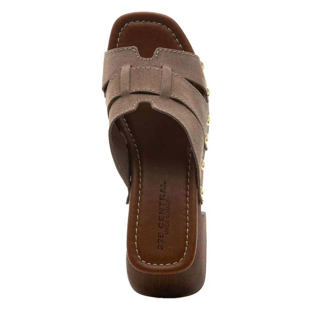 Penelope Suede Wood Heel Slide - Image 3